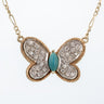 Vintage Hammerman Brothers Butterfly Necklace with Turquoise, Diamonds & Figaro