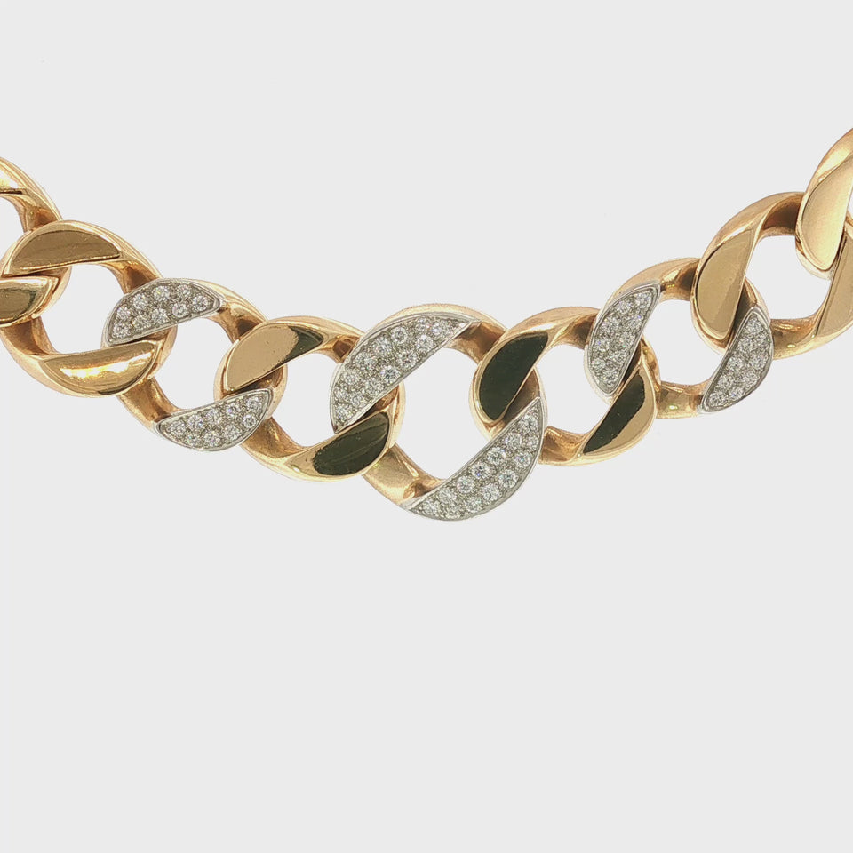 Tiffany & Co. Diamond Curb Link Convertible Necklace Two Bracelets 14K Gold