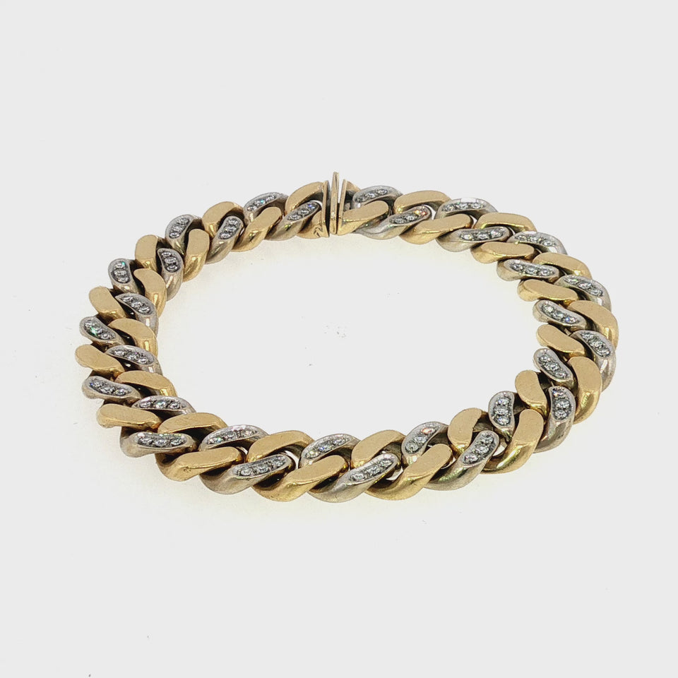 Bulgari Diamond Curb Link Bracelet Two-Tone 18K Gold Vintage Bracelet