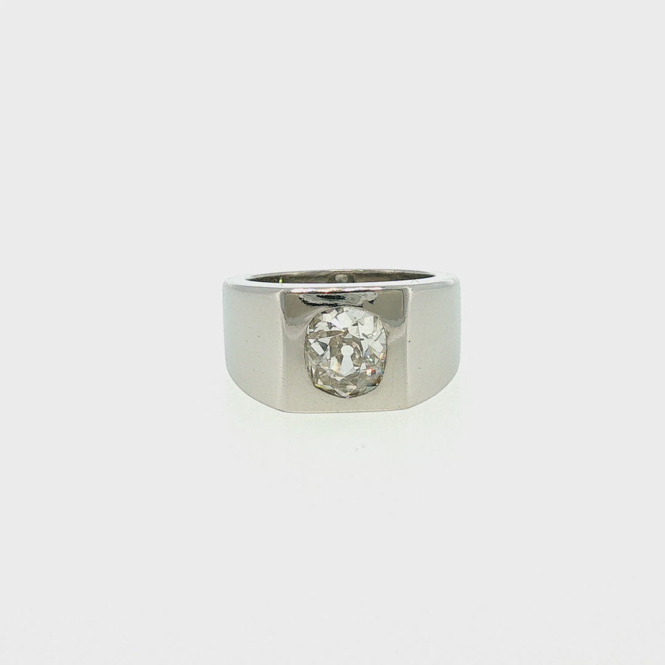Bulgari Platinum Diamond Ring Old Mine Cut Center Monture Ring
