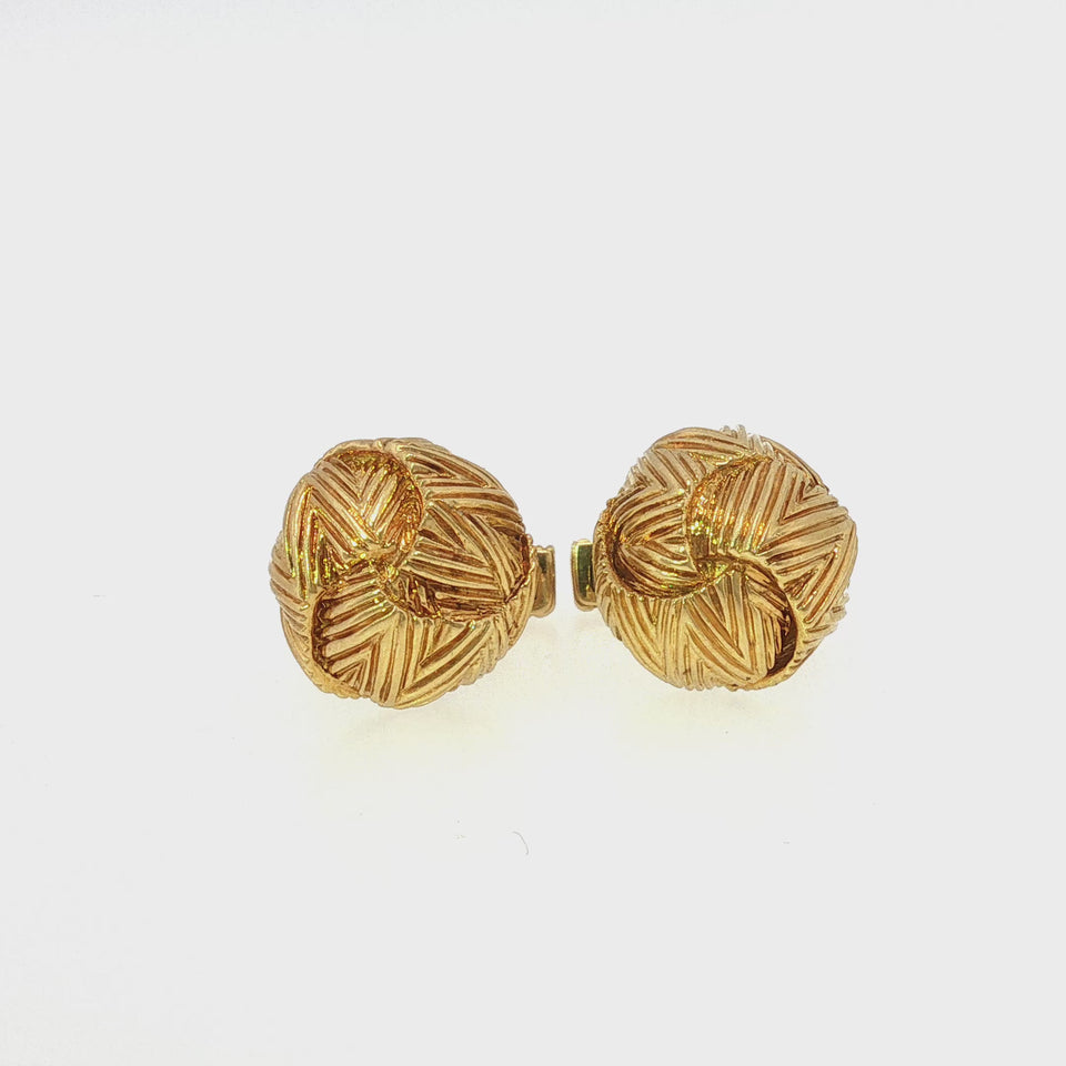 Van Cleef & Arpels Cufflinks Textured Woven Knot Design 18K Yellow Gold