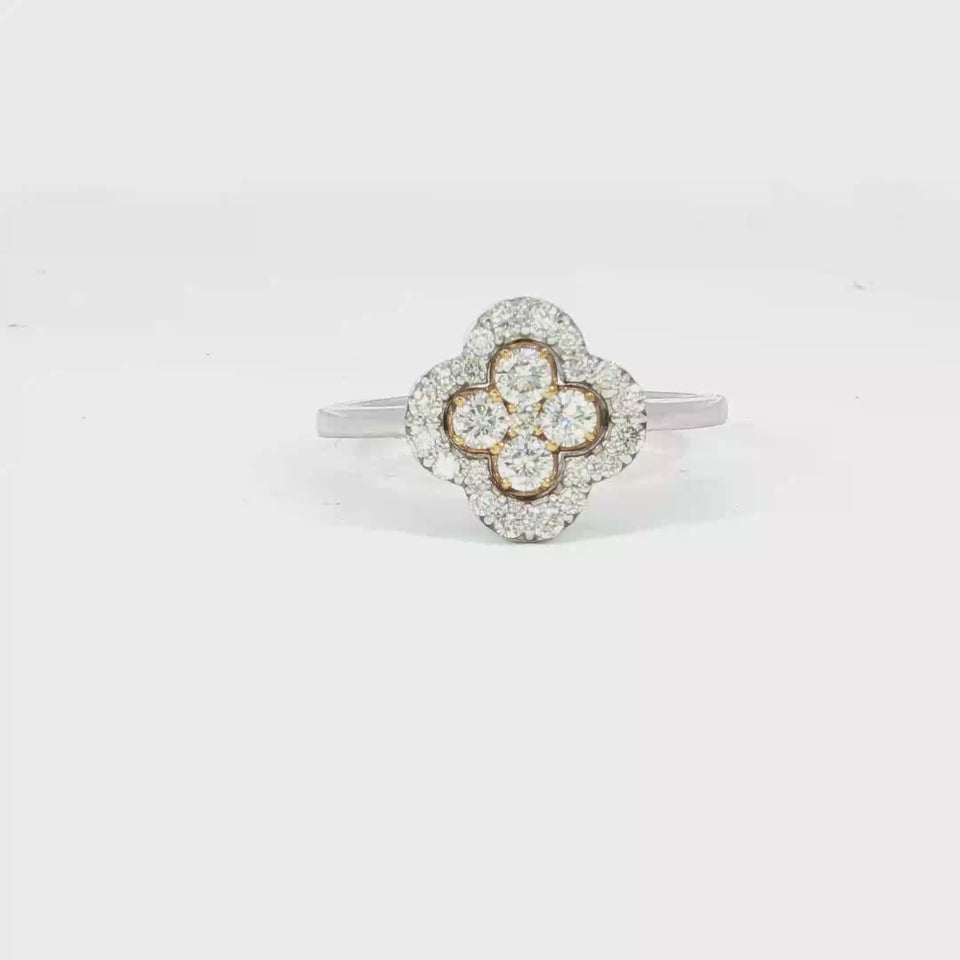 18K Diamond Clover Ring White Gold Size 7 ~0.5ctw Diamonds