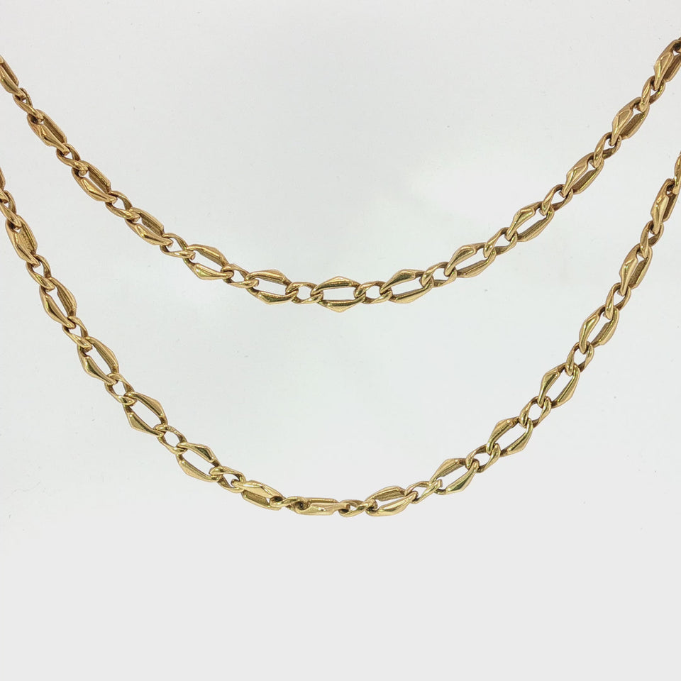 Vintage 18K Yellow Gold Mens Necklace 32.0" Fancy Link Italian Chain
