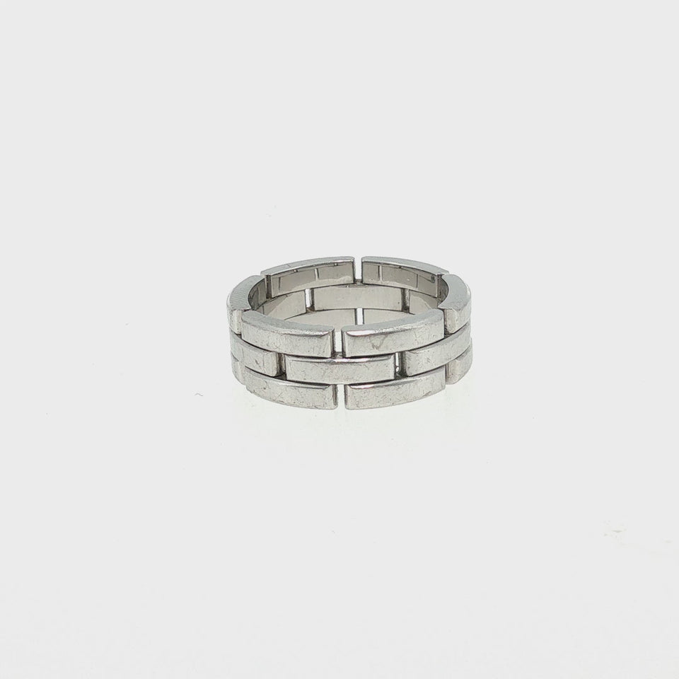 Cartier Maillon Panthère Triple Row Ring 18K White Gold Size 62