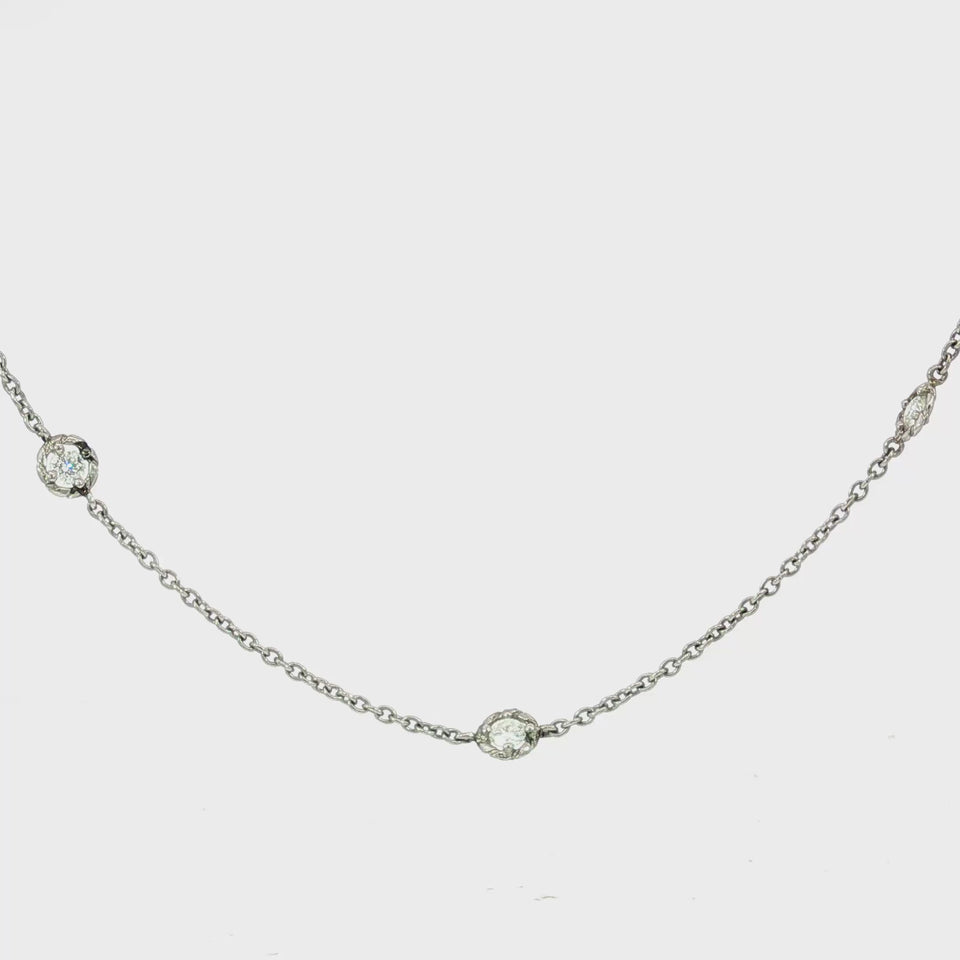 Paul Moreli Diamond Necklace 9 Round Stone Platinum Chain