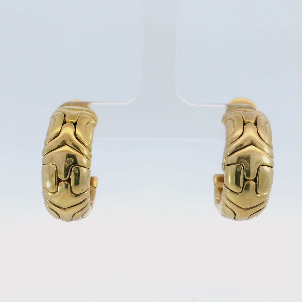 Bulgari Alveare Parentesi Hoop Earrings 18K Yellow Gold