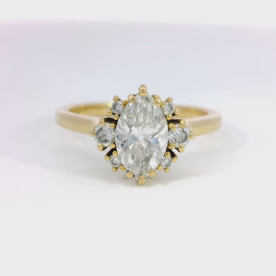 Marquise-Cut Diamond Engagement Ring in 18K Yellow Gold — Size 7.5