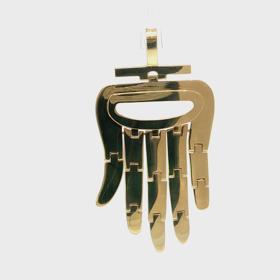 Aldo Cipullo Articulated Hand Pendant 18K Yellow Gold 1970