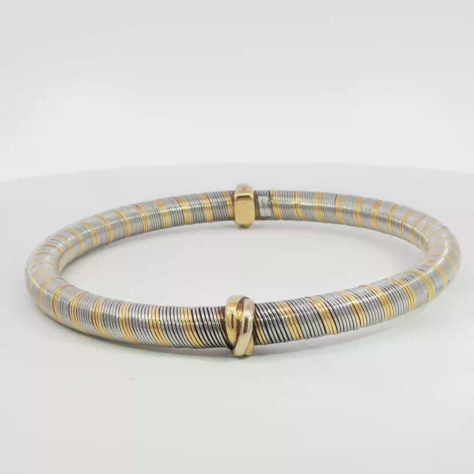 Cartier Créoles Trinity Motif Bangle Bracelet 18K Gold & Steel