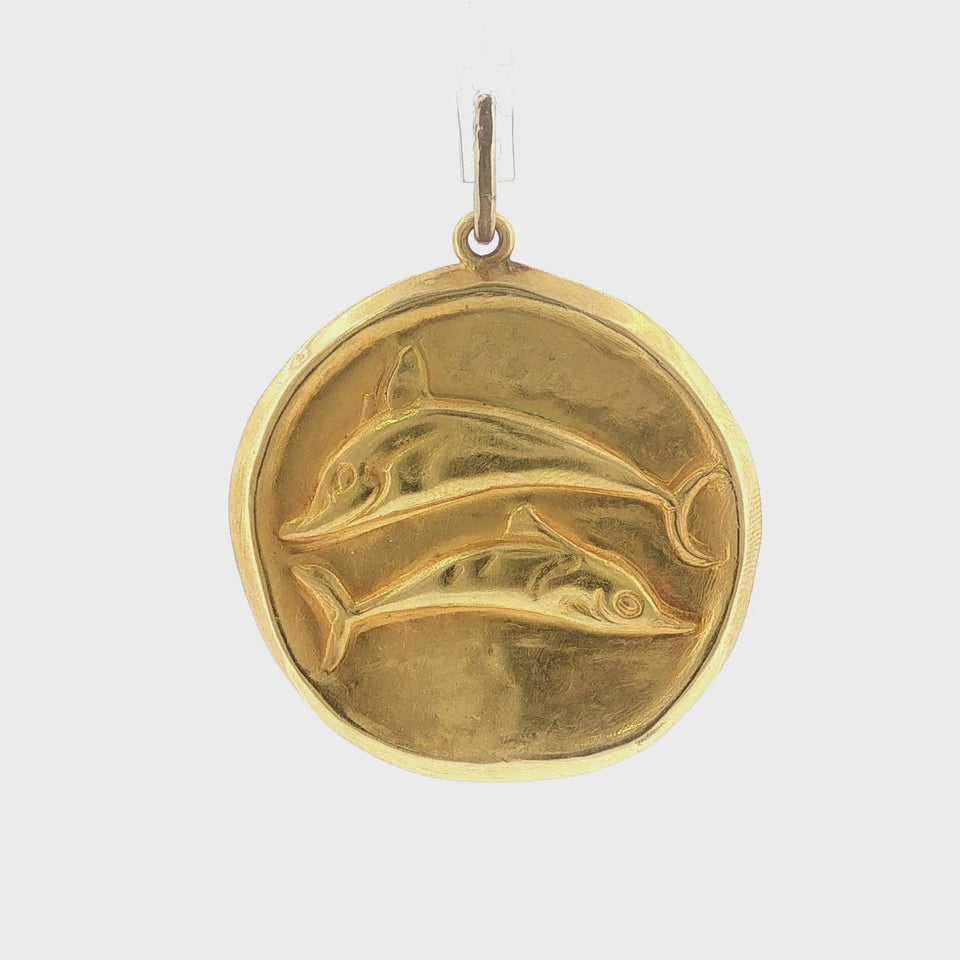 Lalaounis Pisces Zodiac Pendant 18K Yellow Gold Vintage