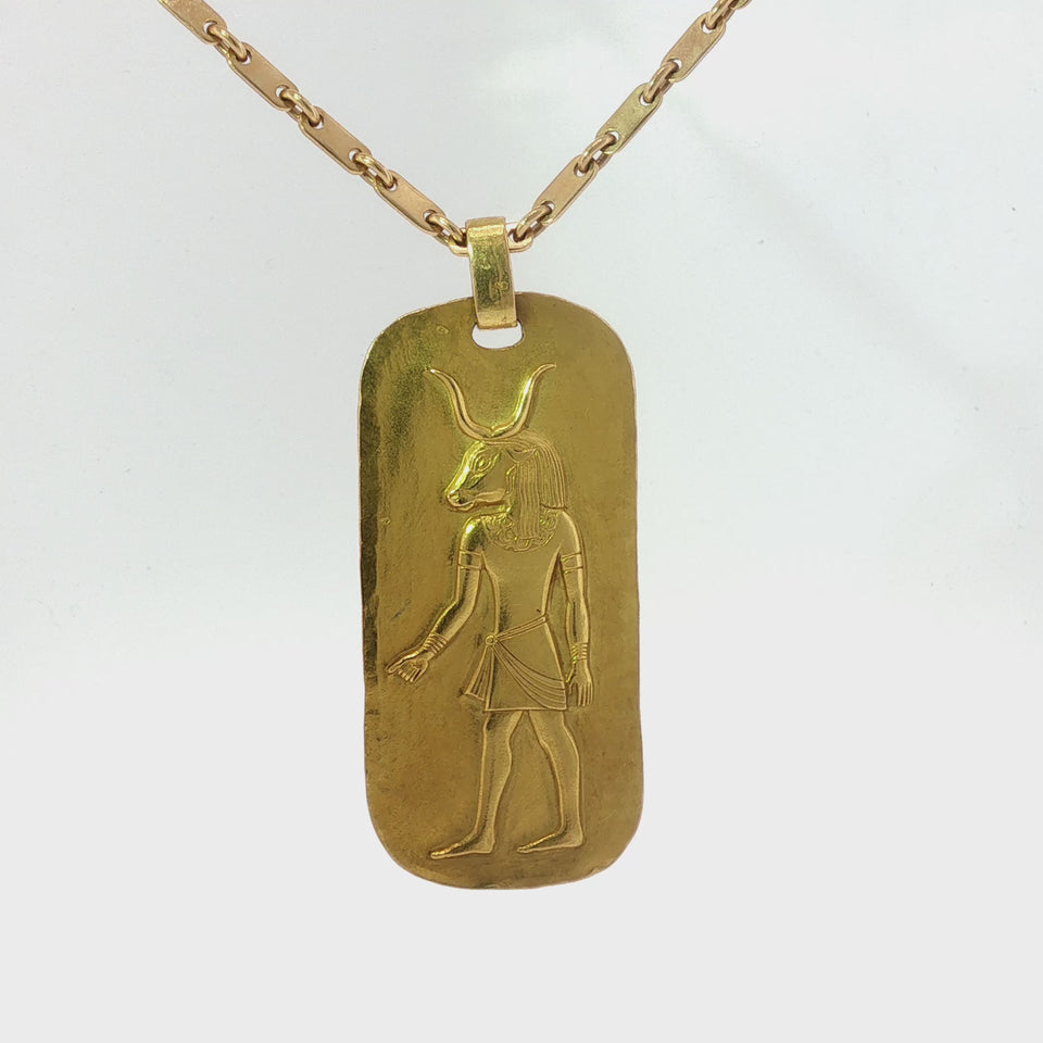 Georges L’Enfant Egyptian Revival Pendant Necklace for O.J. Perrin in 18K Yellow