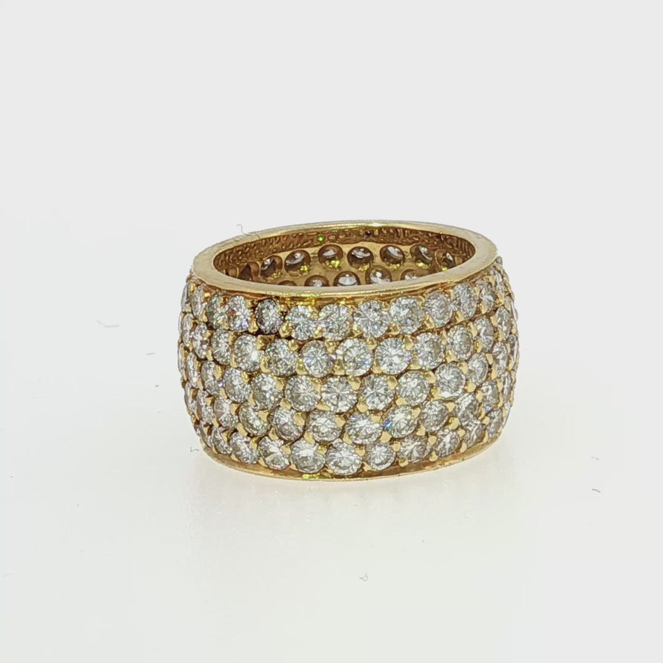 Estate Diamond Wide Band Ring in 18K Yellow Gold, ~6.0 Carats
