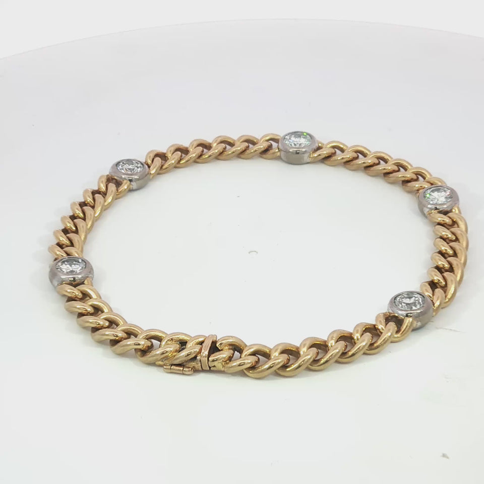 Vintage Diamond Link Bracelet 18K Yellow gold 7.5" fit size ~3.0ctw
