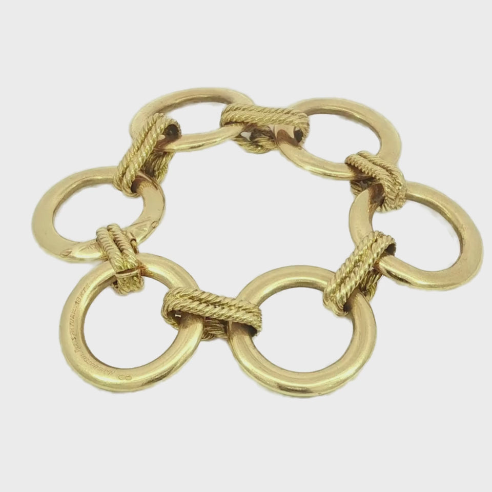 Mauboussin French 18K Bracelet Circle Rope Knot Yellow Gold Vintage