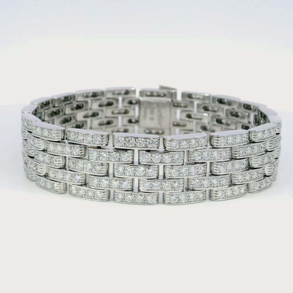 Cartier Maillon Panthere Five-Row Diamond and 18K White Gold Bracelet