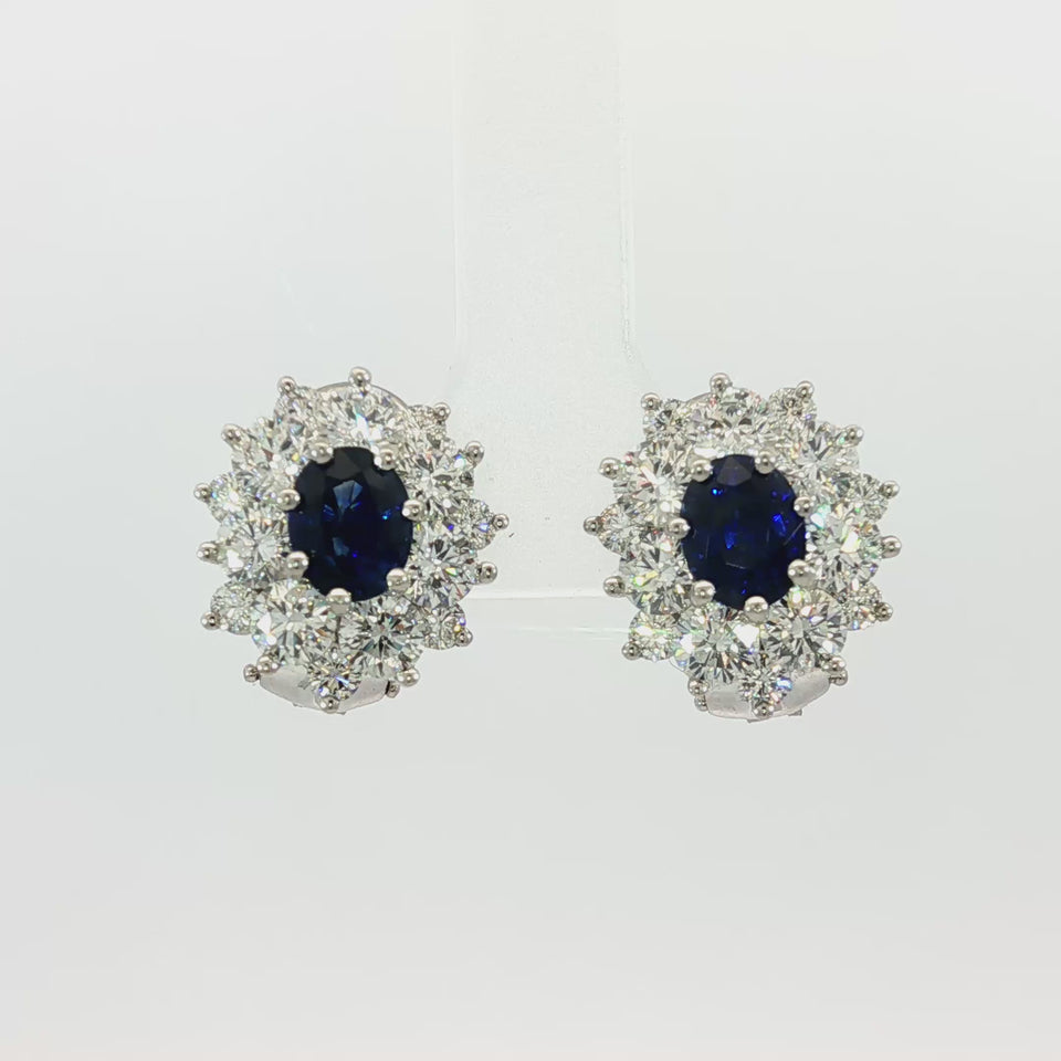 Tiffany & Co. Sapphire Diamond Cluster Earrings W/ Papers