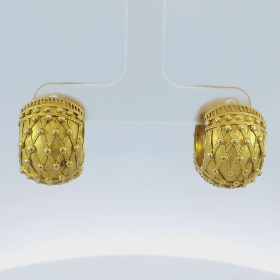 Modern Carolyn Tyler Designer Hoop Huggie Earrings 18.4 Grams 22K Yellow Gold