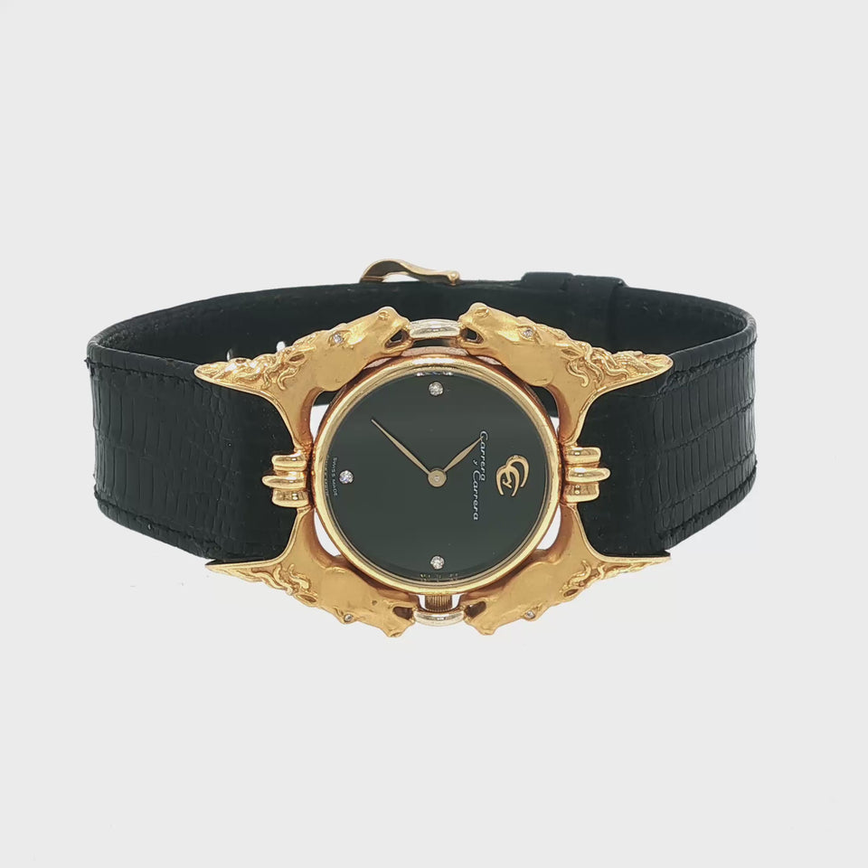 Carrera y Carrera Horse Watch 18K Yellow Gold Quartz