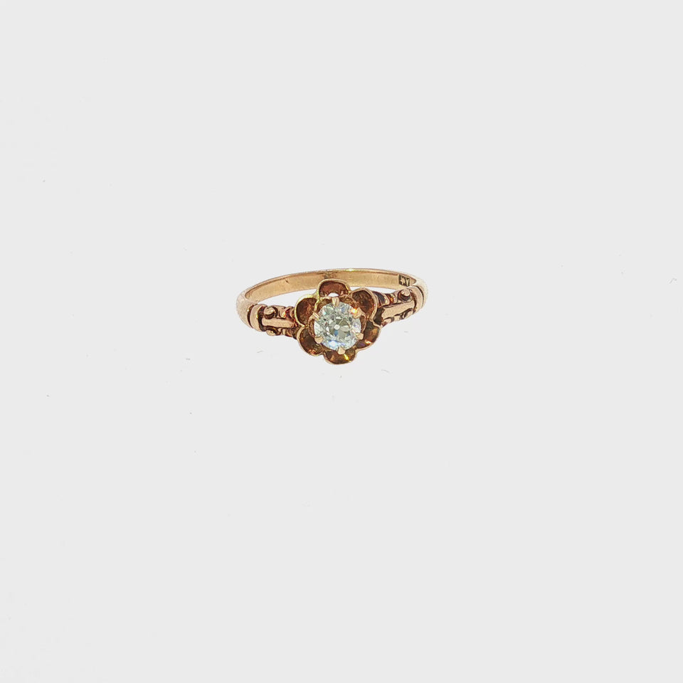 Antique Old European Cut Diamond Engagement Ring 10k Yellow Gold