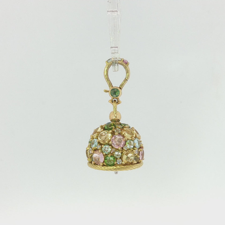 Paul Morelli Meditation Bell Pendant Multigem 18K Yellow Gold