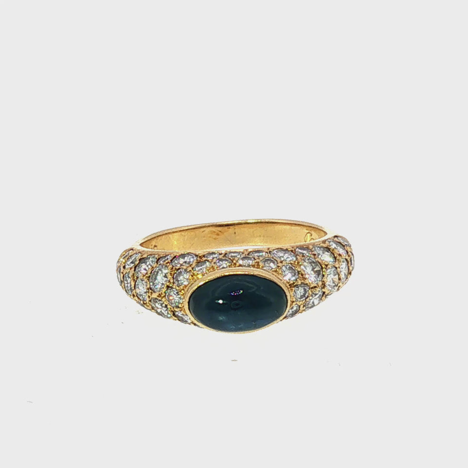 Cartier Paris Sapphire Diamond Ring French 18K Yellow Gold