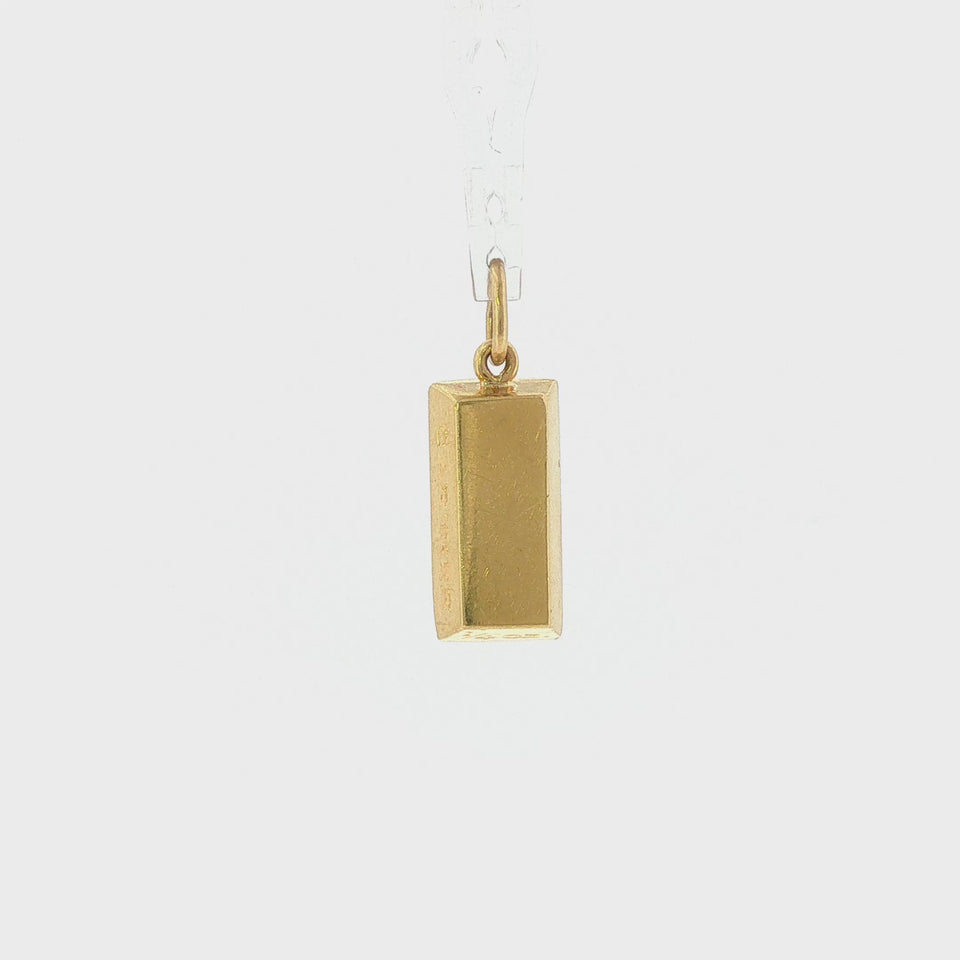 Cartier 1/4th OZ Ingot Bar Charm Pendant 18K Yellow Gold