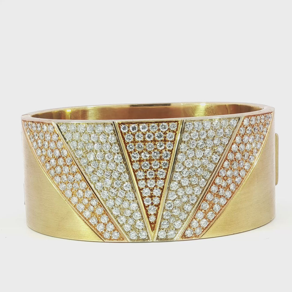 Chimento 18K Diamond Cuff Sunrise Bracelet Heavy Solid Yellow Gold ~11.56ctw