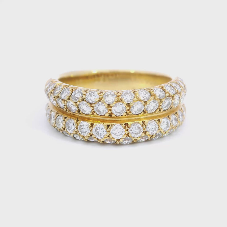 Van Cleef & Arpels 18K Pavé Diamond Ring French Yellow Gold ~1.55ctw