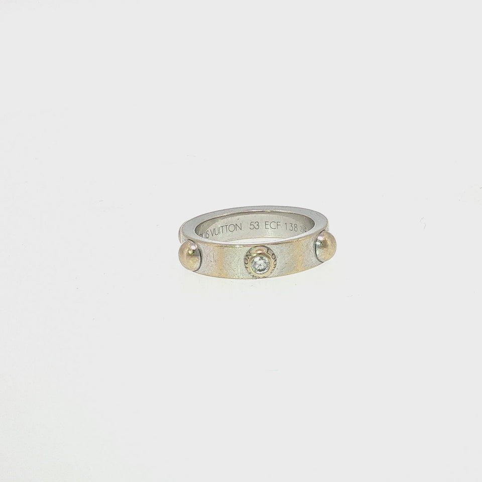 Louis Vuitton 18K Band Ring Clous Diamond 18K White & Yellow Gold