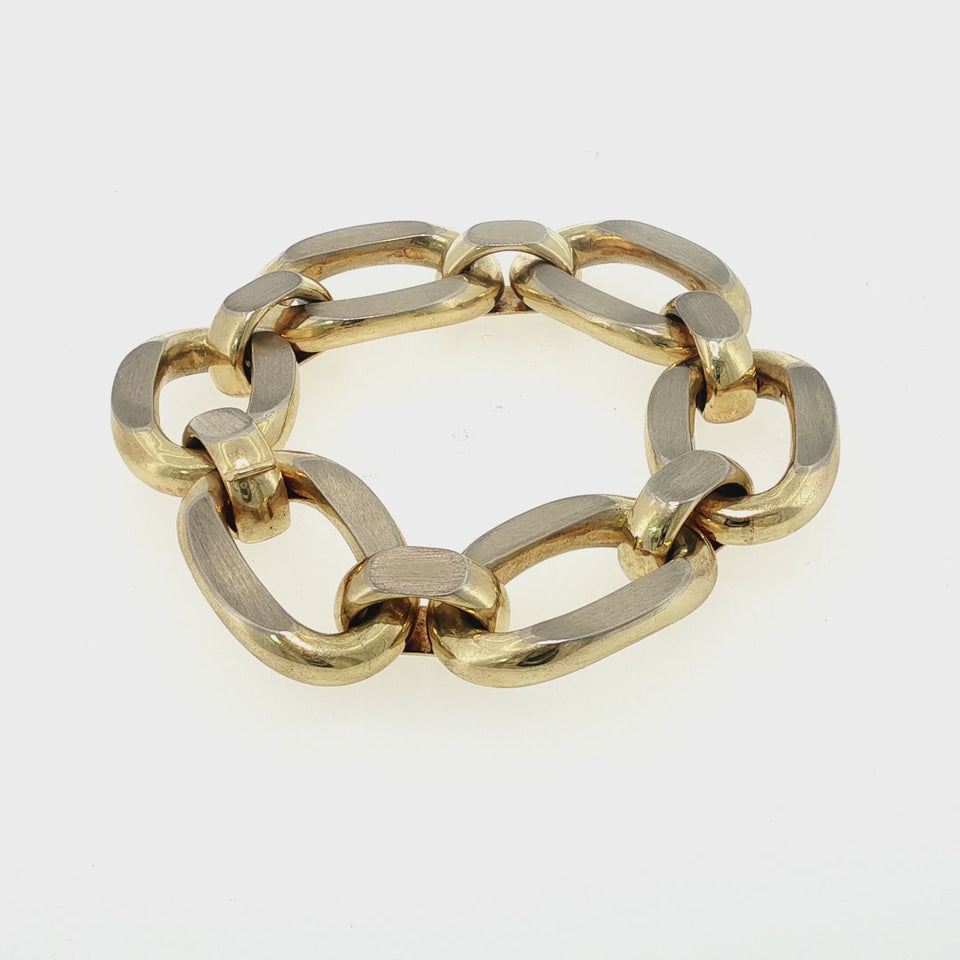 Vintage Chunky Gold Bracelet Uno A Erre 14K Two Tone Gold Bracelet