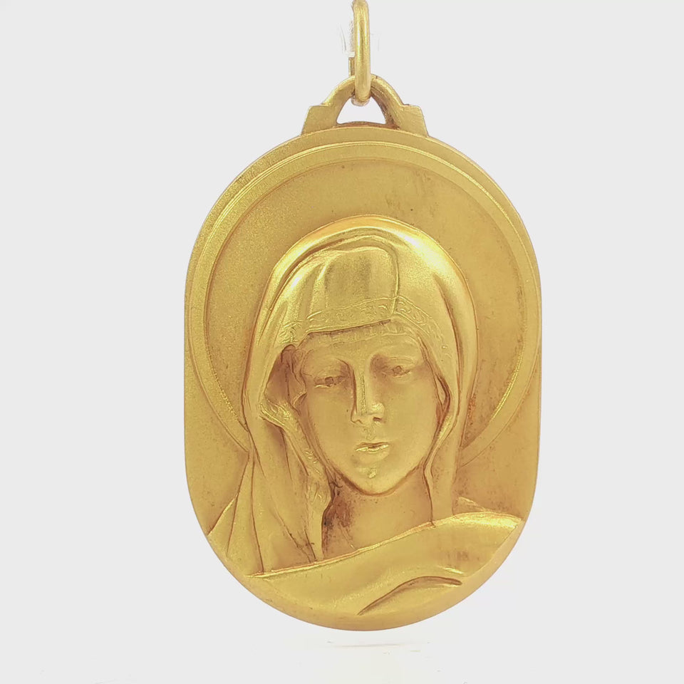 Bulgari Virgin Mary Pendant 18K Solid Yellow Gold Circa. 1900