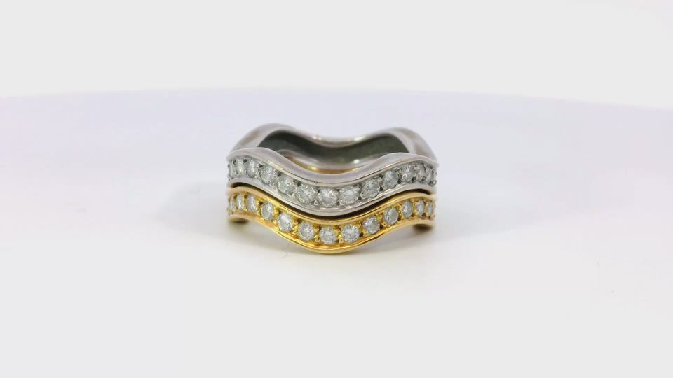 Cartier Neptune Stackable Wave Ring in 18 Karat Yellow and White Gold