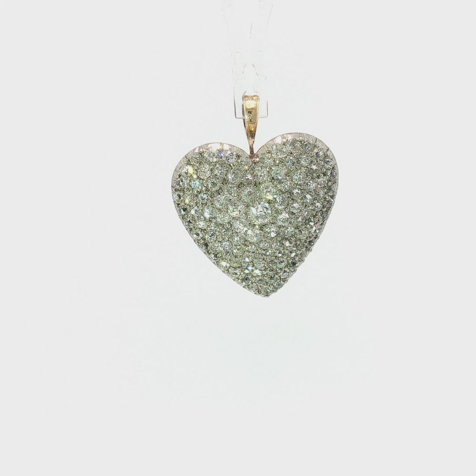 Cartier Paris Diamond Heart Pendant Brooch Edwardian Platinum Topped 18K