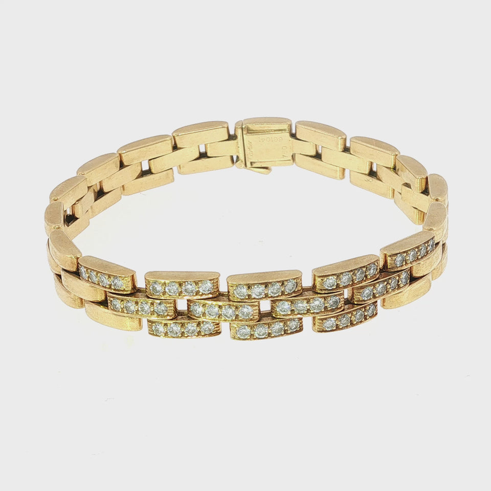 Cartier Maillon Panthere Diamond Bracelet Vintage 18K Yellow Gold