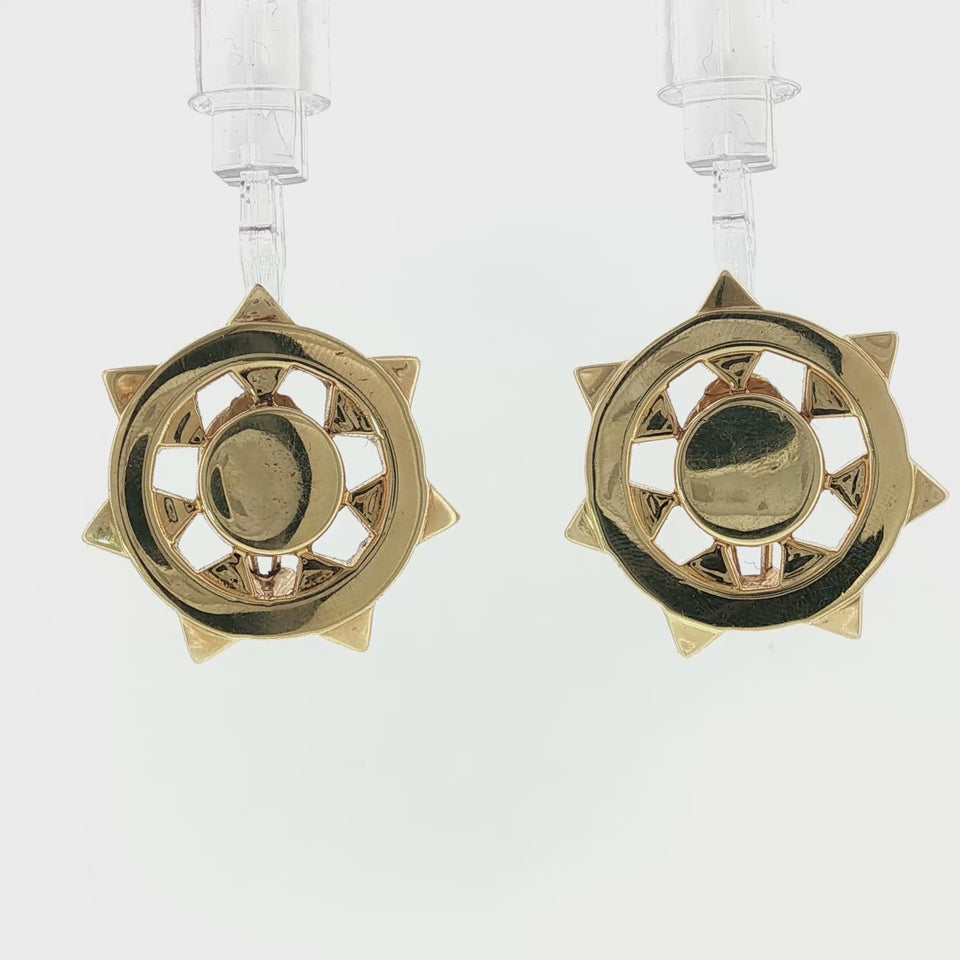 Cartier 1970 by Aldo Cipullo Geometric Sunburst Earrings 18K Yellow Gold