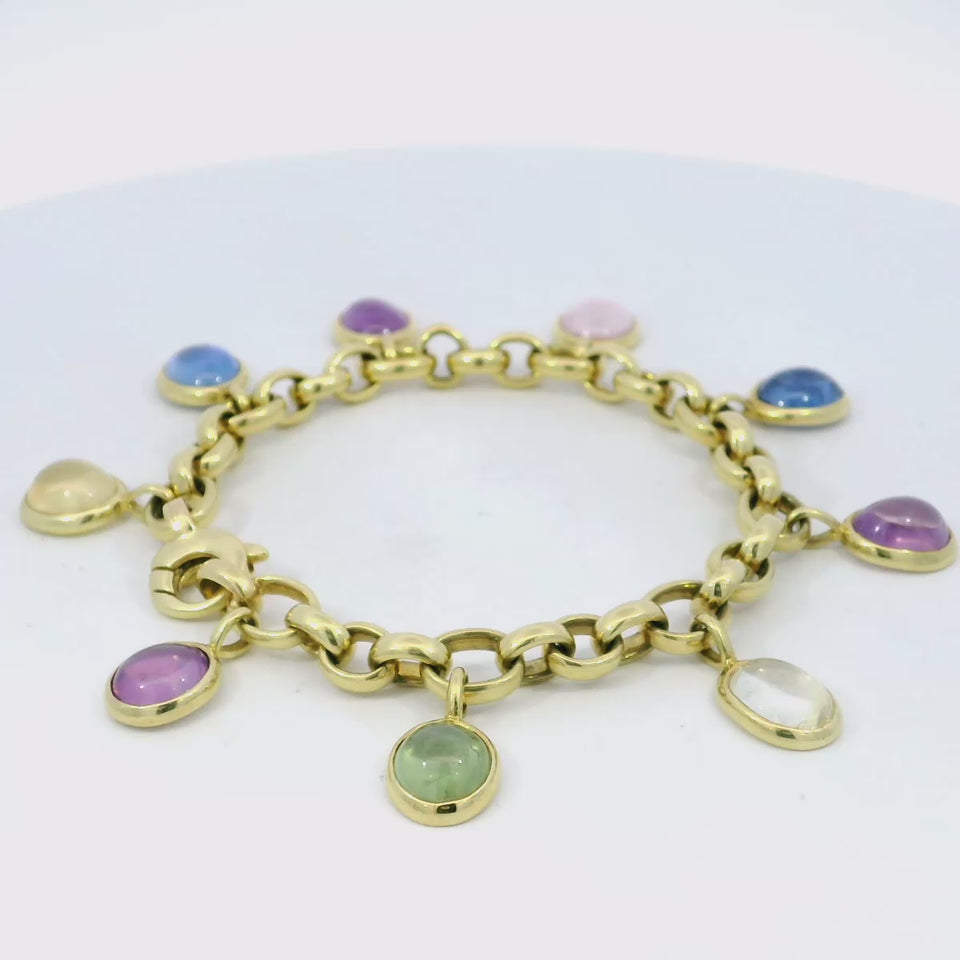 Bvlgari Bulgari Vintage Multi-Colored Sapphire Charm Bracelet in 18K Yellow Gold