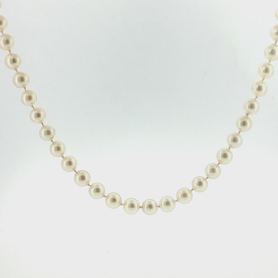 Mikimoto Akoya Cultured Pearl Necklace 18K Yellow Gold 8mm 20 Inches