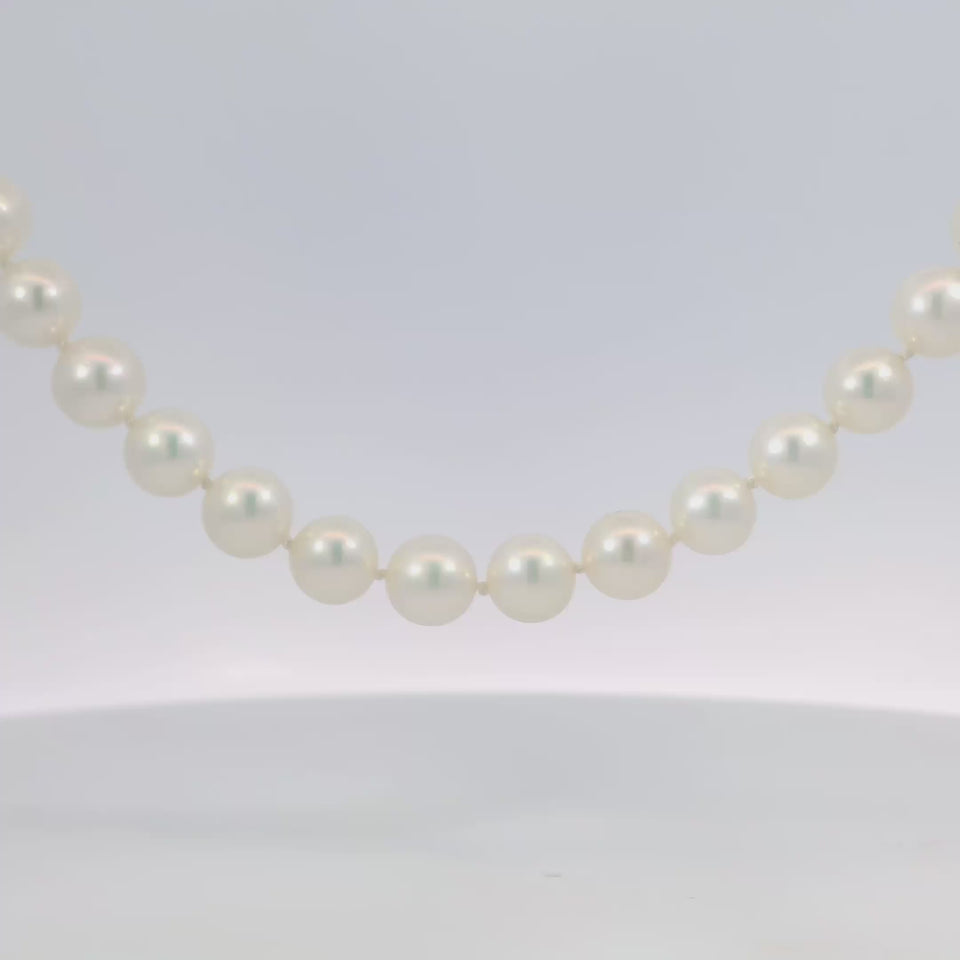 Vintage Mikimoto Pearl Strand Necklace 14K Yellow Gold 23.5" Length