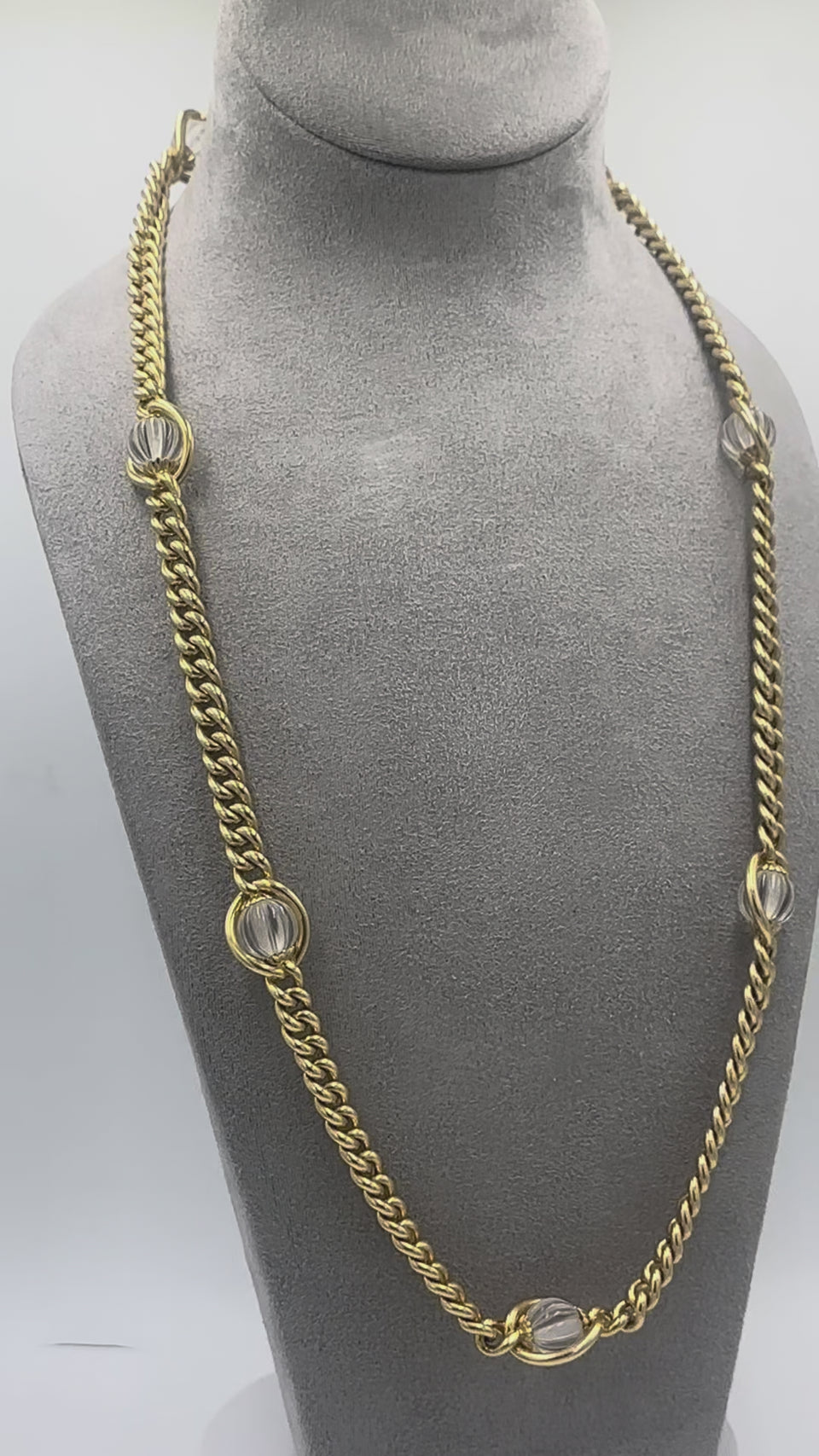 Bulgari 1970s Rock Crystal Long Necklace by Carlo Weingrill 18K Yellow Gold