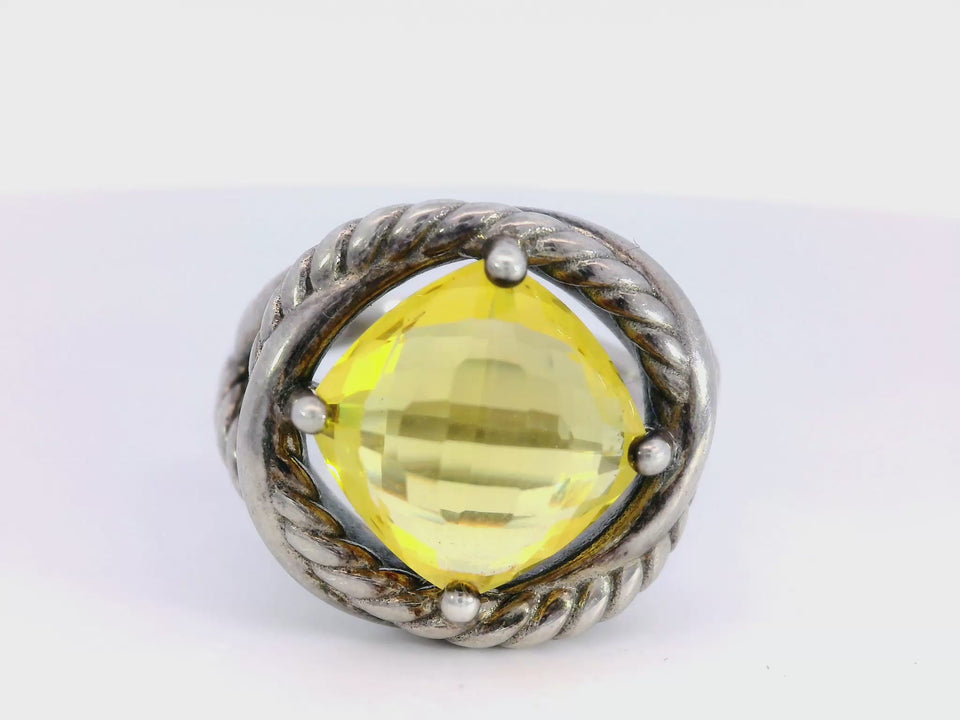 David Yurman Infinity Ring with Lemon Citrine Made in Sterling Silver