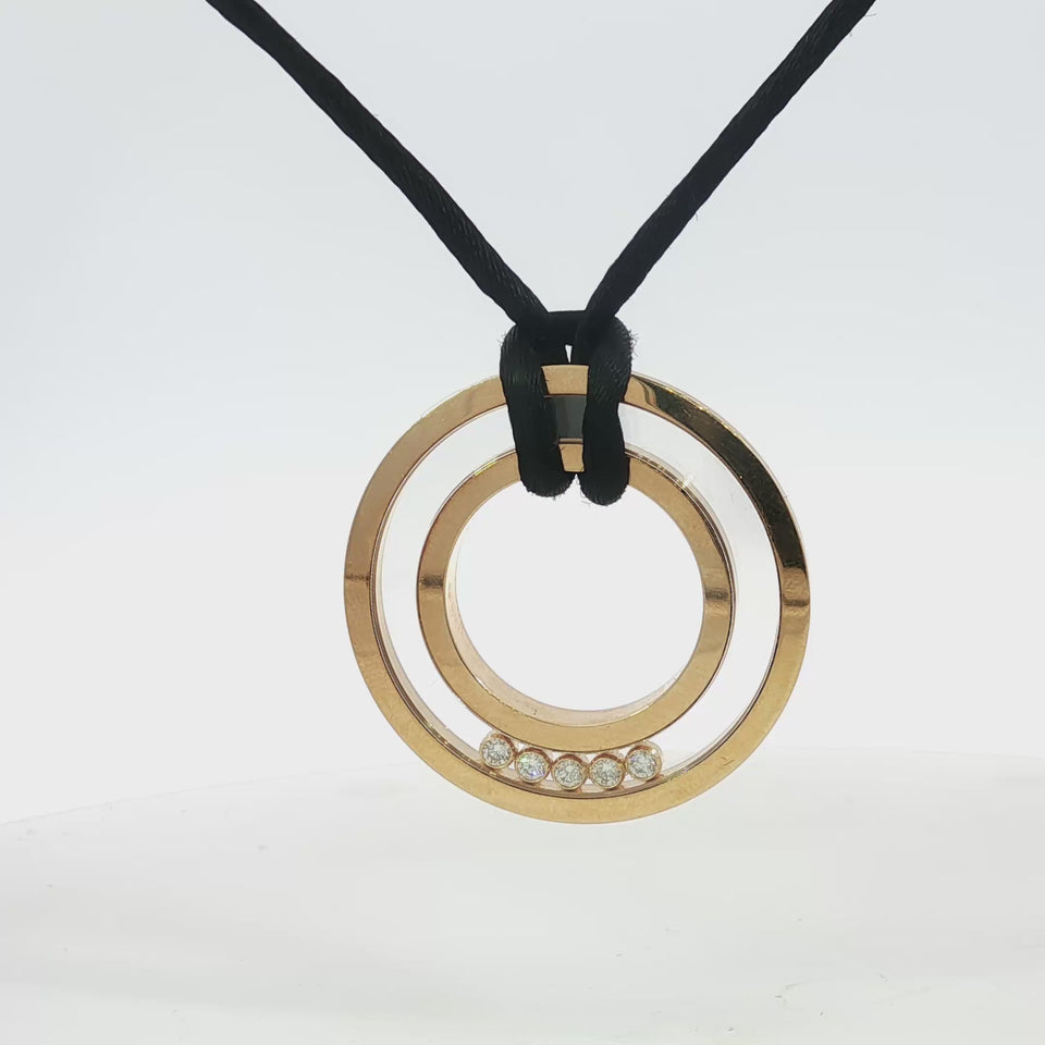 Chopard Happy Diamonds Pendant Necklace 18K Yellow Gold 925 Clasp