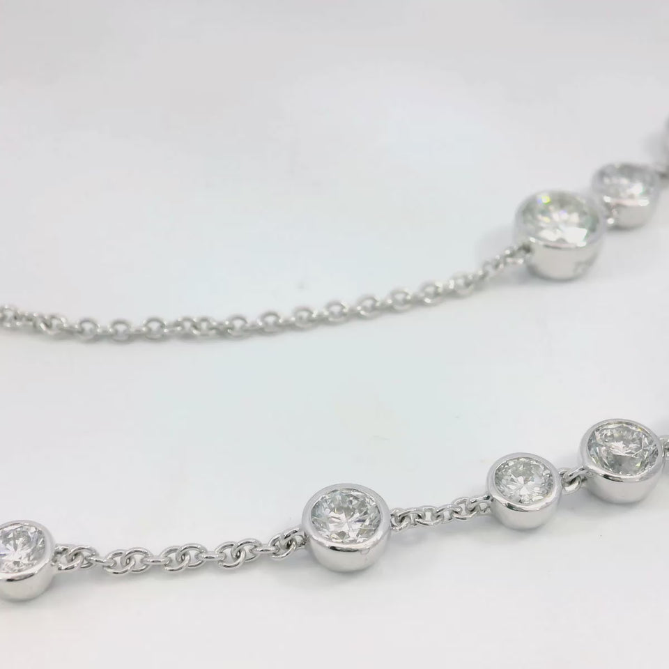 Diamond by the Yard Necklace Modern 18K White Gold ~27.69ctw Diamonds 32" Length