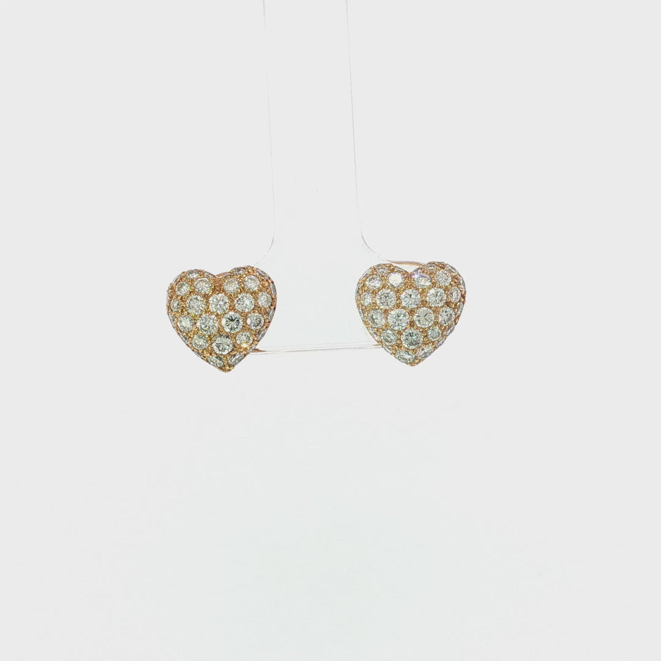 Cartier Diamond Heart Earrings 18K Yellow Gold 1990s