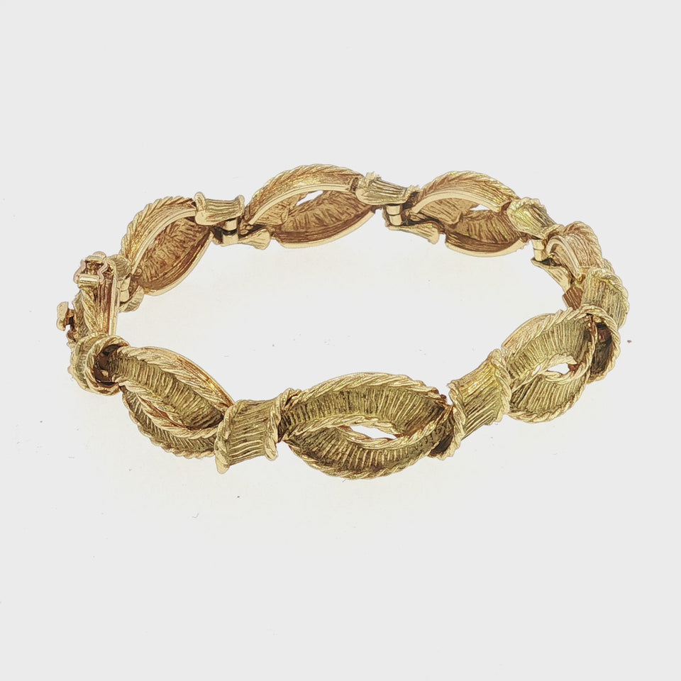 Tiffany & Co. 18K Vintage Bracelet French Made Textured Link Yellow Gold 1990s