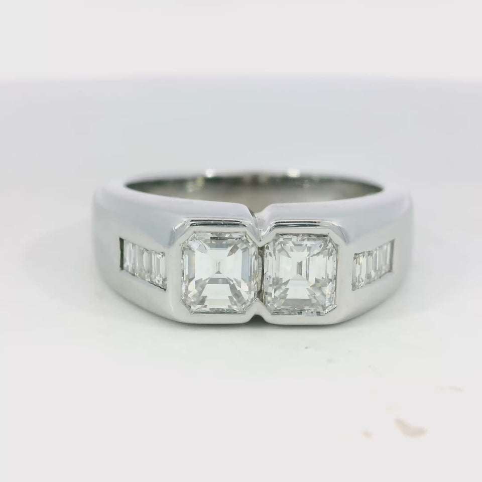 Vintage 18K Emerald Cut Diamond Italian White Gold Ring Size 7