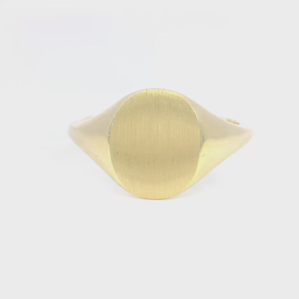 Oval 18K Signet Ring Yellow Gold Blank Size 7