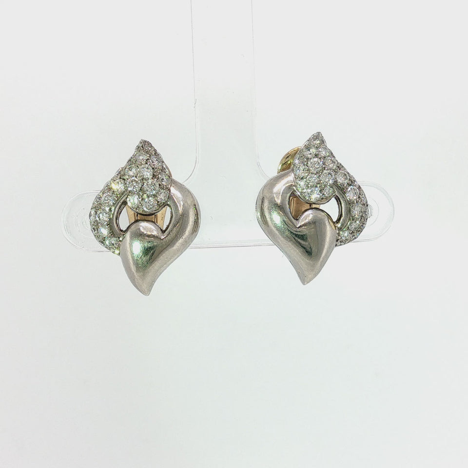 Bulgari Diamond Earrings in 18K Yellow and White Gold ~1.4 ctw Circa 1980
