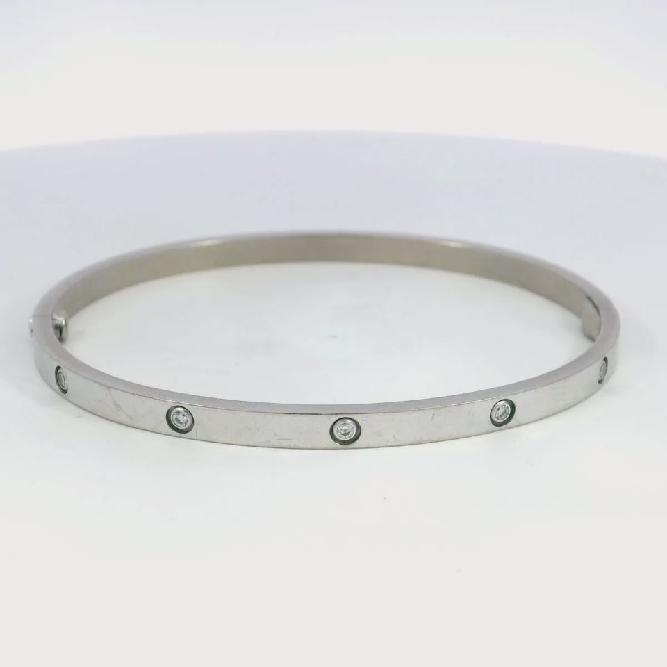 Cartier 18k White Gold Diamond Bangle Love Bracelet