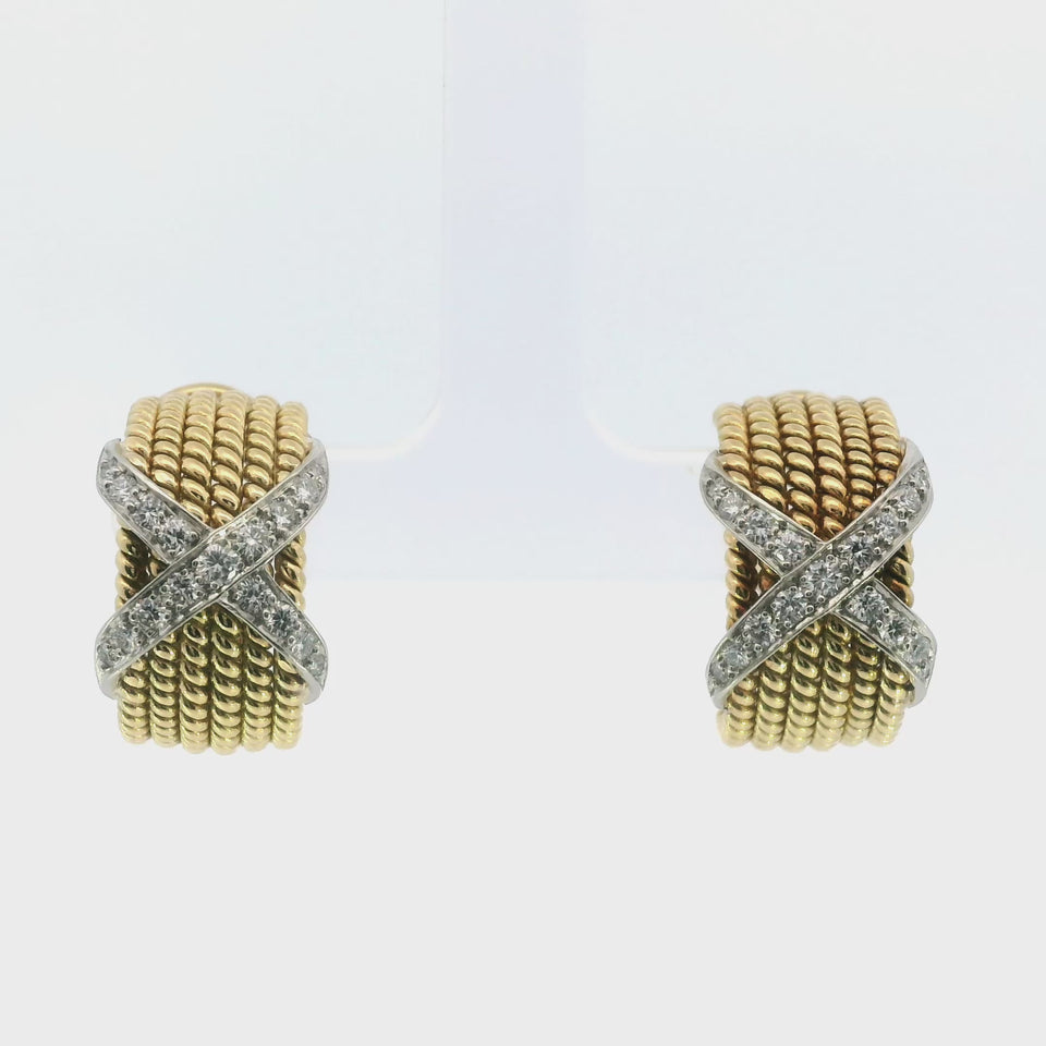 Tiffany & Co. Schlumberger 6-Row Rope Diamond Earrings in 18 Karat Yellow Gold