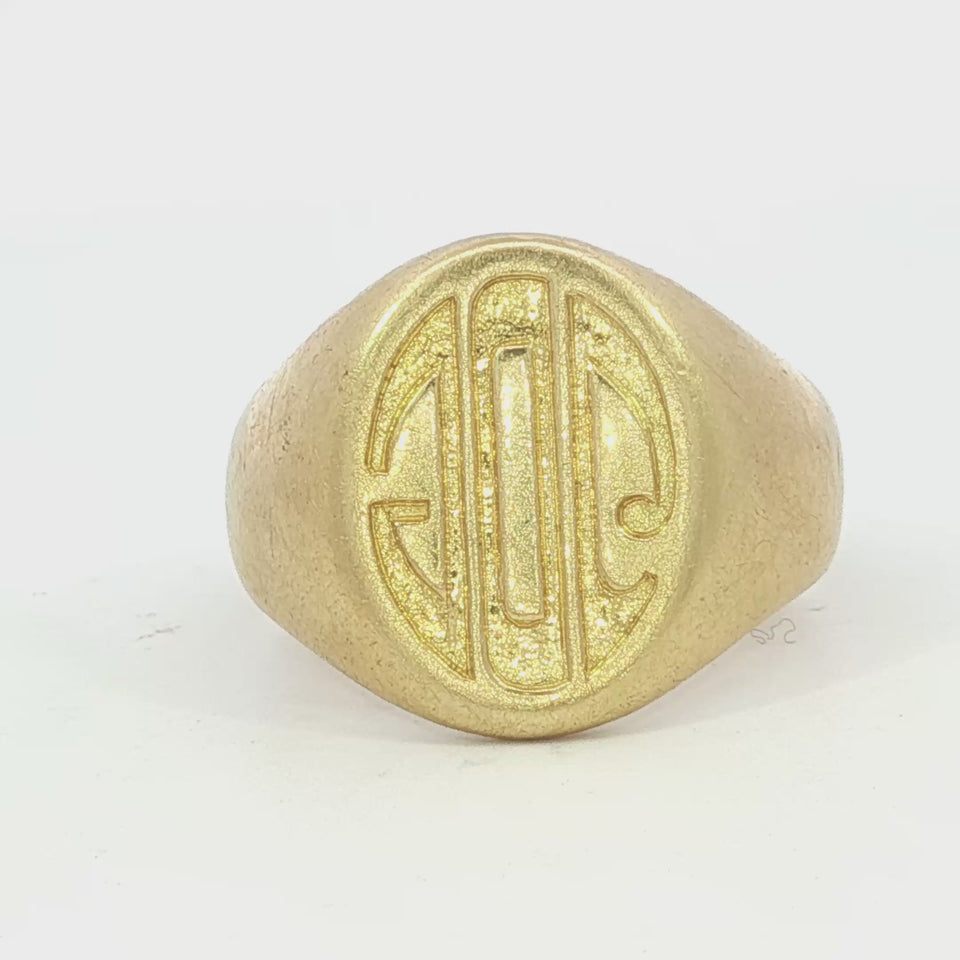 Tiffany & Co. Vintage Signet Ring 18K Yellow Gold Size 9.5 'JOE'